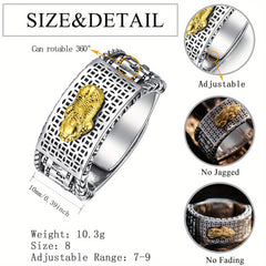 Feng Shui Pixiu Mantra Ring - Enhance Wealth & Protection with 925 Sterling Silver