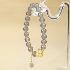 Grey Agate Four Leaf Clover Bracelet - Natural Energy for Daily Luck & Protection