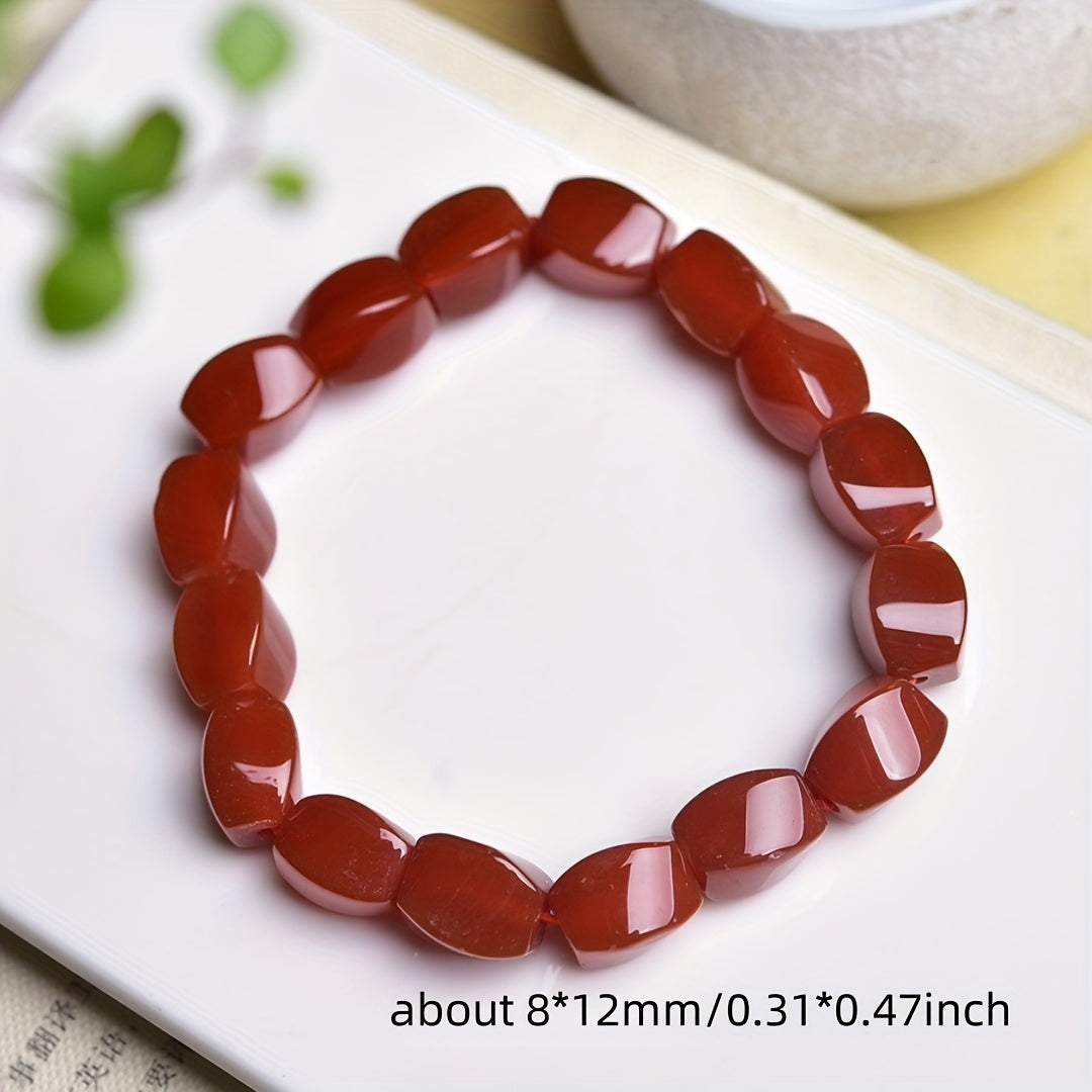 Boho Red Agate Twisted Bracelet – Natural Stone Energy for Daily Wear & Spiritual Balance