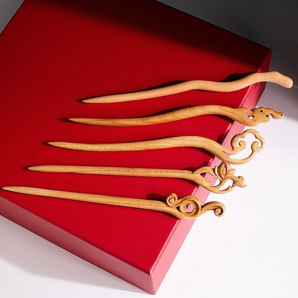 Handmade Ancient Wood Hair Stick - Traditional Chinese Japanese Carved Hairpin for Wedding & Everyday Elegance, Mindful Energy Flow, Vintage Hairstyle Tools