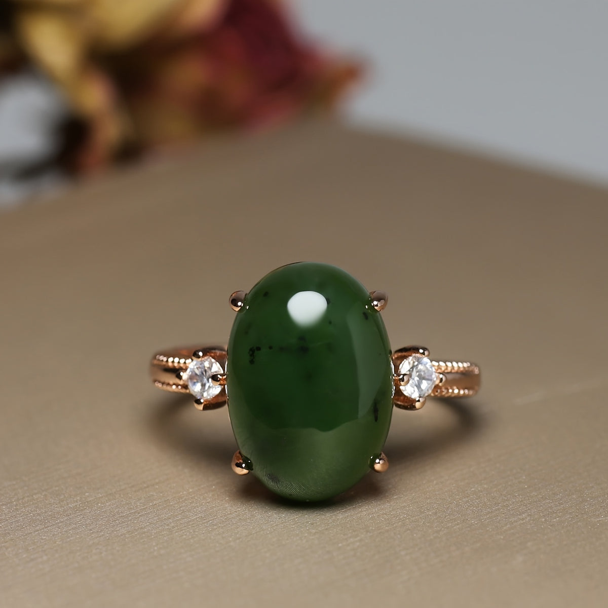 Natural Green Oval Faux Gemstone Ring - Urban Energy for Beach Parties & Festive Gifts