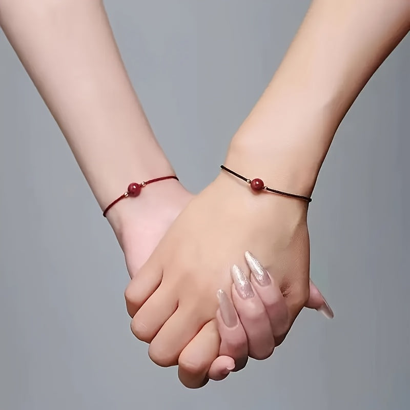 Adjustable Vermilion Red Rope Bracelet - Lucky Charm for Couples & Friends