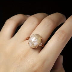 Elegant Cherry Natural Stone Ring for Beach Parties & Holidays with Spiritual Energy