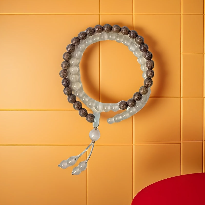 Women's Dual-Layer Beaded Bracelet - Brown & Creamy-White Accents for Everyday Harmony & Formal Elegance