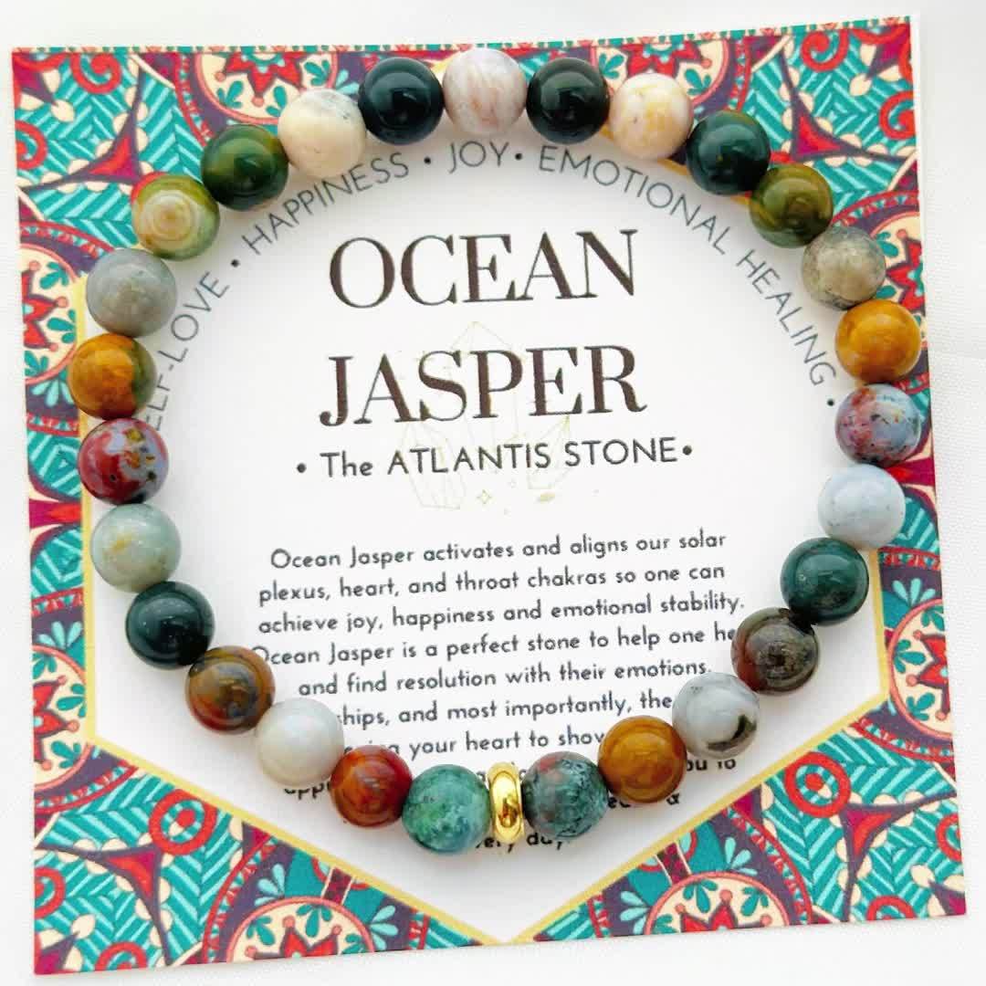 1pc Ocean Jasper Bracelet - Bohemian Style Handmade Jewelry for Emotional Stability & Love Attraction