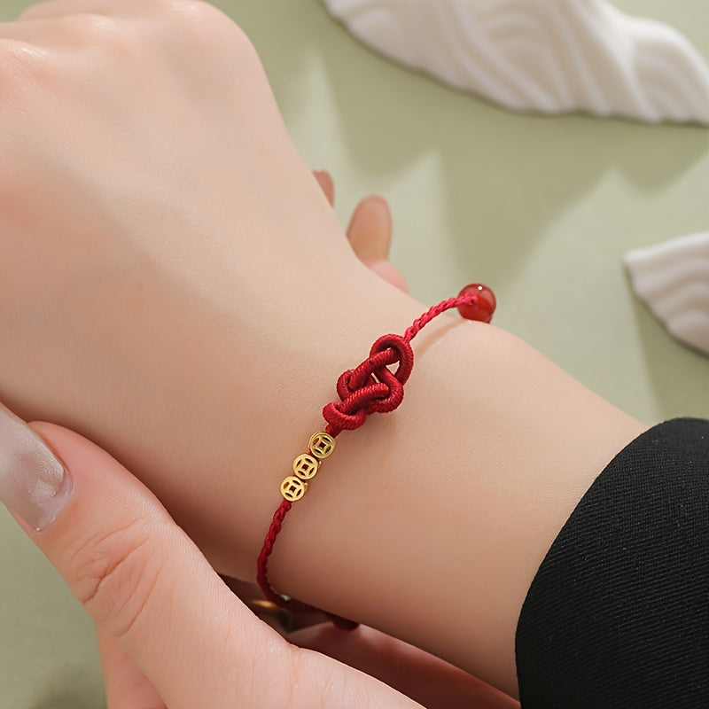 Adjustable Chinese Lucky Red Coin Bracelet - Protection & Prosperity Energy