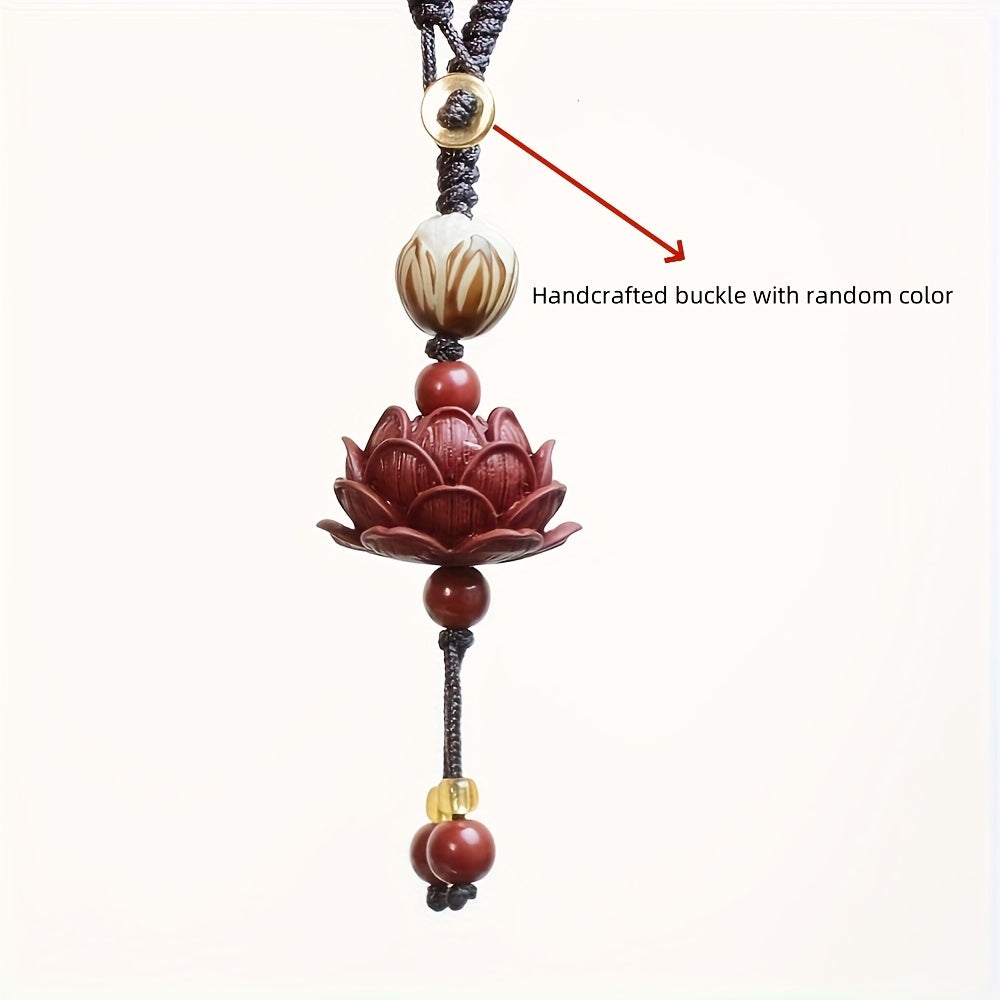 Cinnabar Lotus Charm Keychain & Mobile Accessories - Spiritual Protection & Harmony for Daily Carry