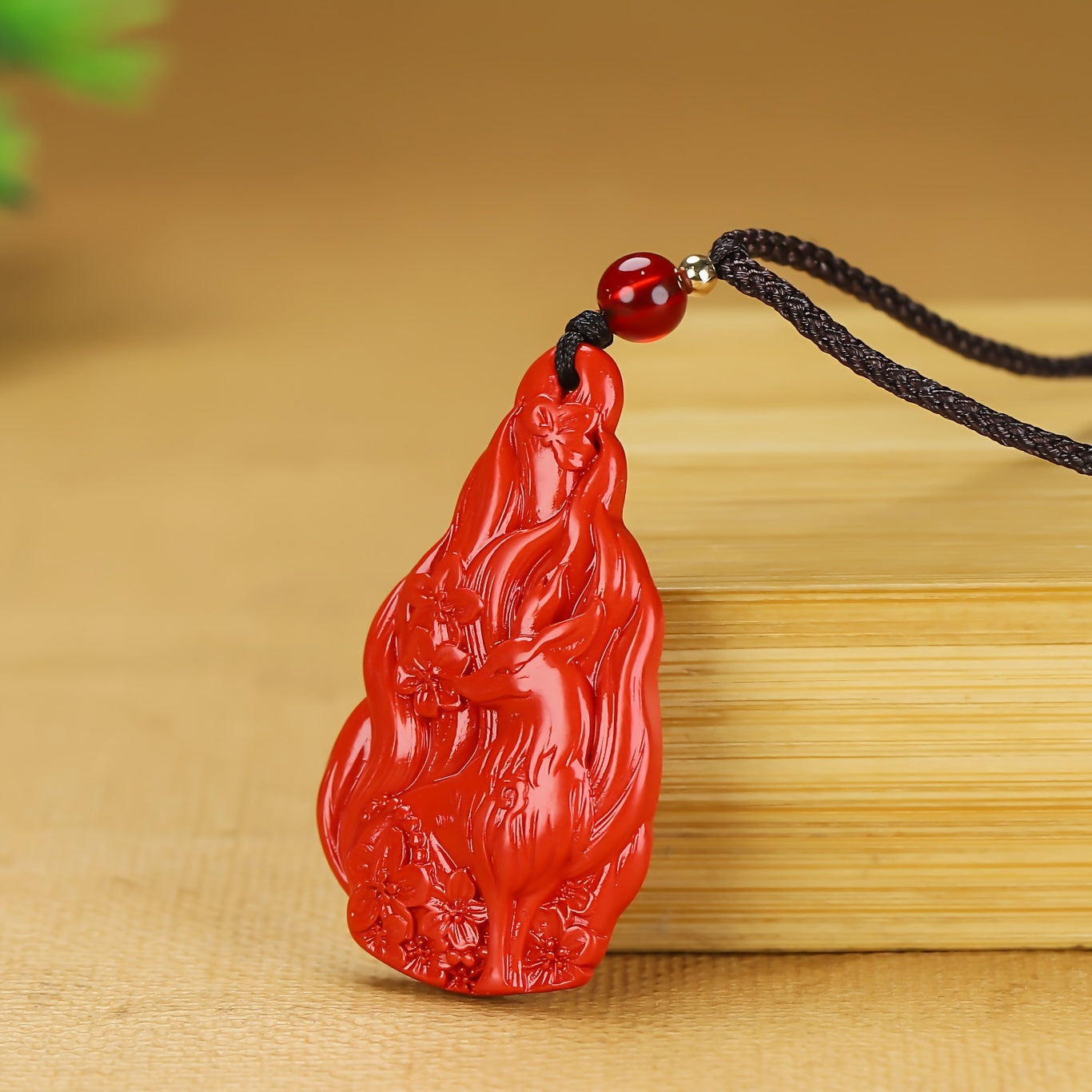Cinnabar Nine-Tailed Fox Pendant for Protection, Prosperity & Casual Elegance