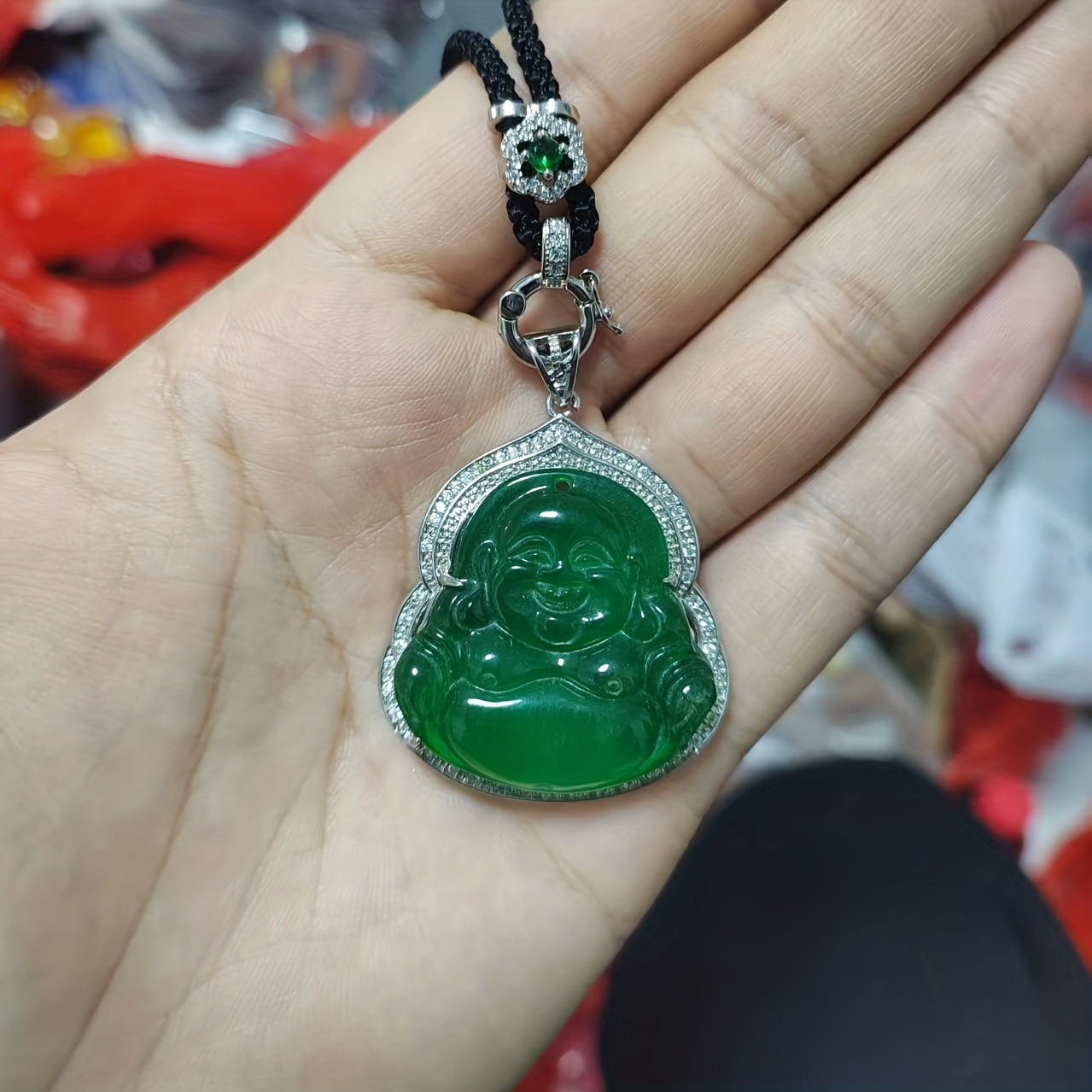 Elegant Faux Jade Emperor Character Pendant Necklace for Men and Women - Natural Stone for Authority, Protection and Spiritual Harmony