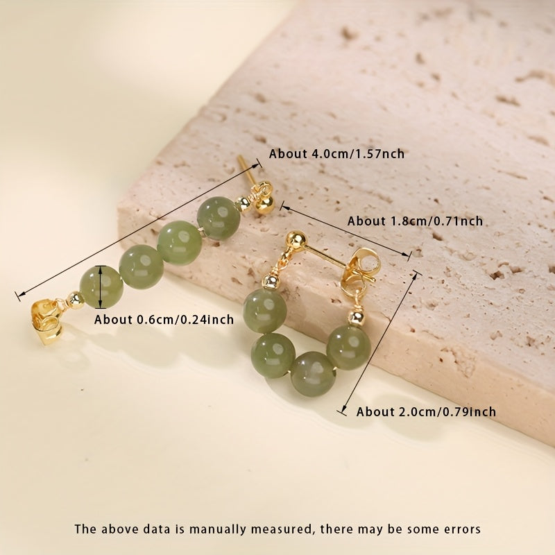 Natural Stone Earrings Gift Set - 6mm Green Stone for Harmony & Travel - Bridesmaid Gifts