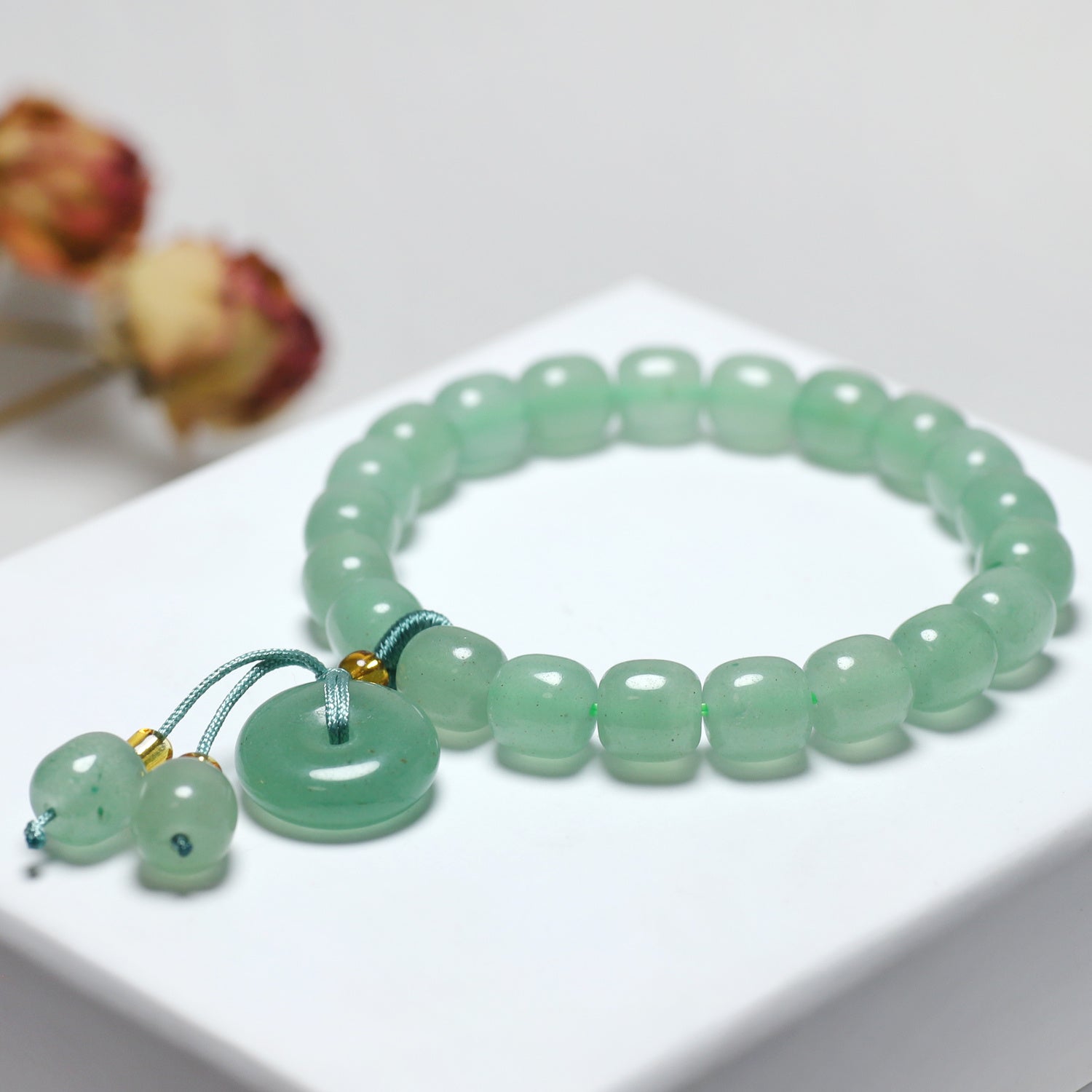 Elegant Natural Stone Bracelet with Peace Charm - Unisex Energy for Harmony & Connection