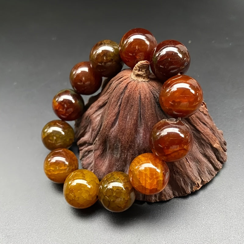 12pcs Dragon's Breath Agate Bracelet - Wealth & Protection Energy for Festivals & Parties