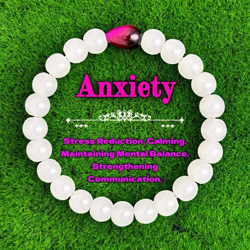 1pc Bohemian Elastic Bracelet - Gradient Stone White Stone for Calming Communication