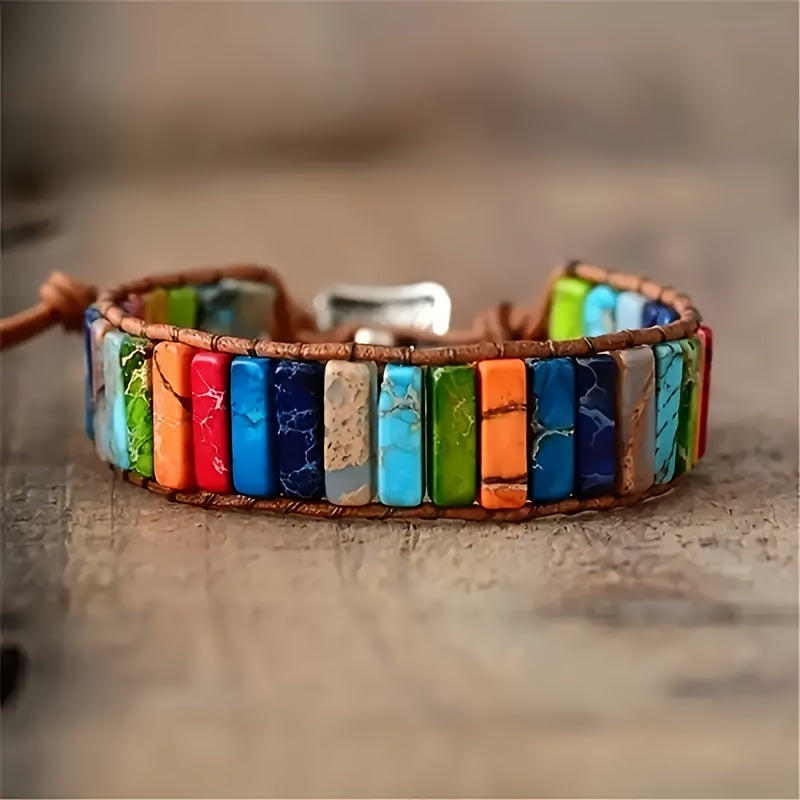 Bohemian Chakra Stone Bracelet — Colorful Energy Balance & Harmony Wristwear
