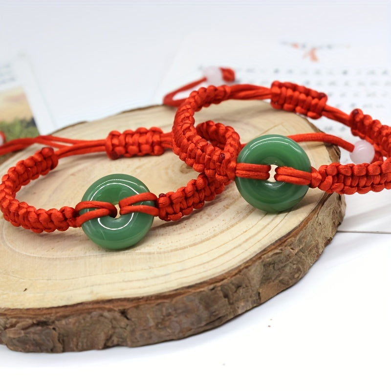Elegant Green Jade Braided Bracelet - Spiritual Energy & Prosperity Protection