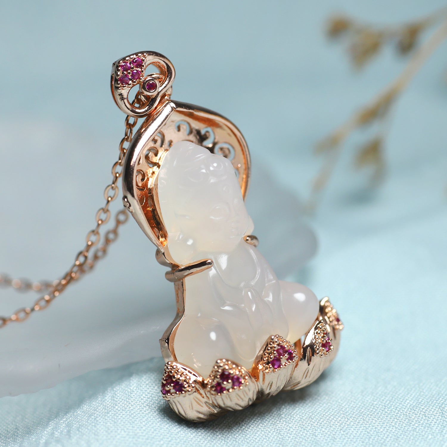 Natural Stone Guanyin Bodhisattva Pendant - Spiritual Harmony & Emotional Balance Jewelry