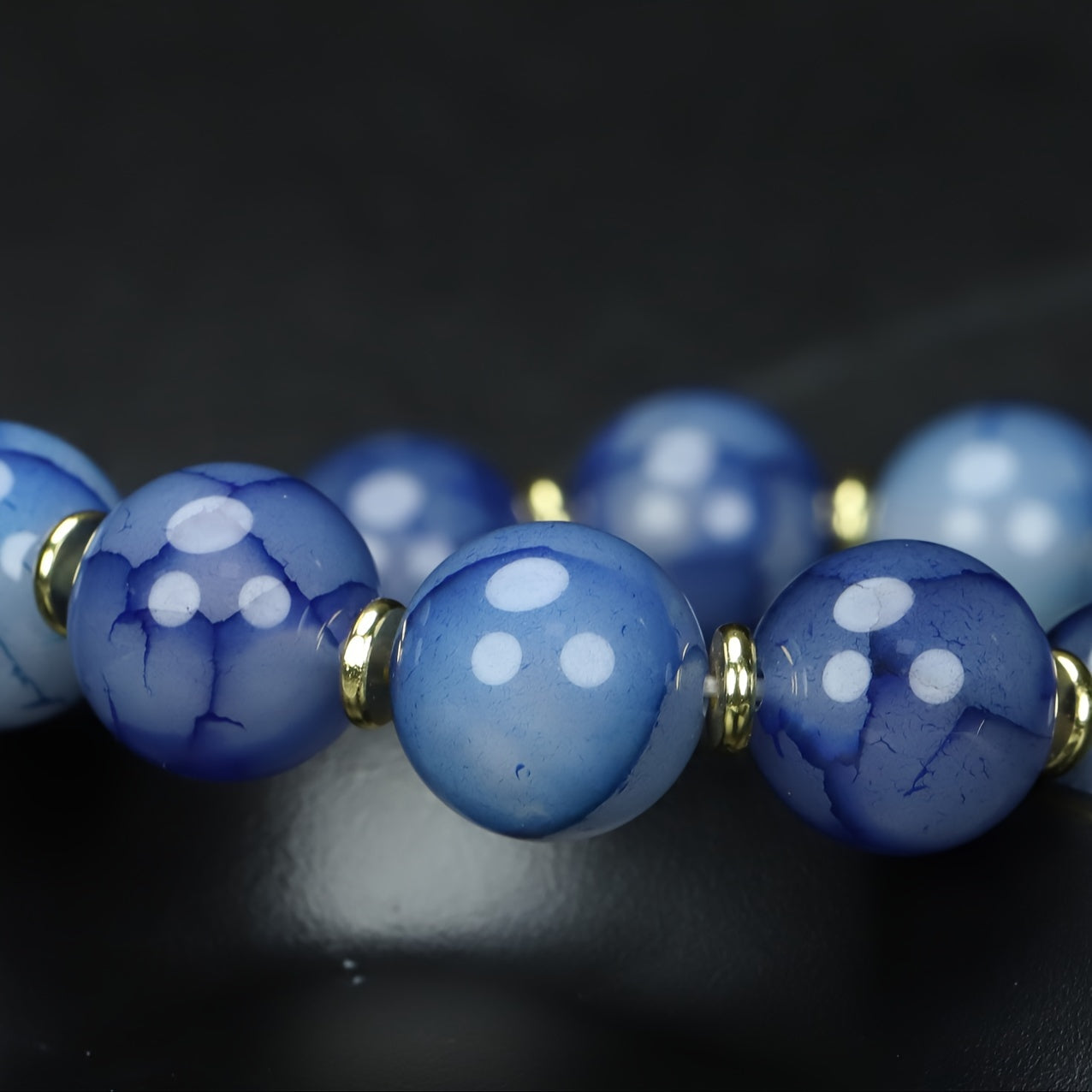 Vintage Blue Agate Beaded Bracelet for Calm, Communication, and Energetic Protection