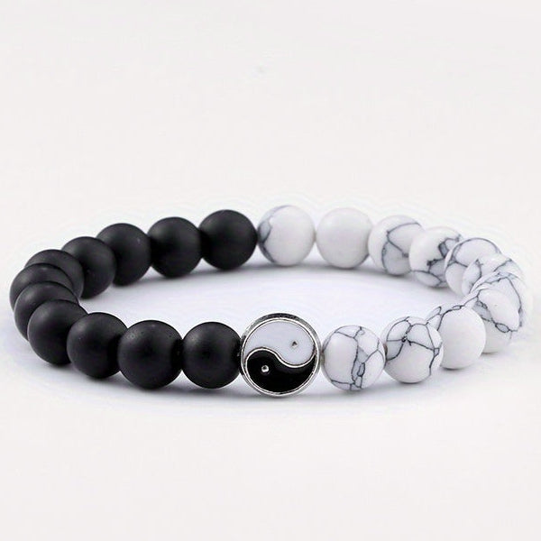 Ethnic-Inspired Black & White Beaded Bracelet - Artisanal Energy Bracelet for Daily Wear and Spiritual Connection