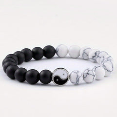 Ethnic-Inspired Black & White Beaded Bracelet - Artisanal Energy Bracelet for Daily Wear and Spiritual Connection