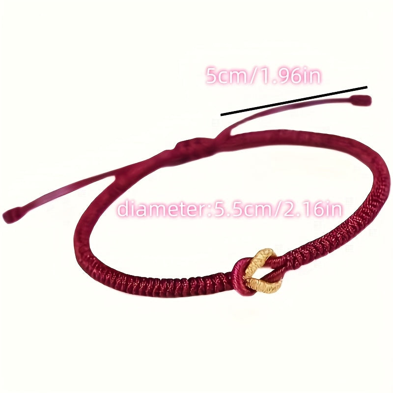 Handmade Woven Rope Bracelet - Deep Red String for Protection & Harmony Energy
