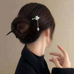 [2pcs Retro Wooden Hair Clip] 2pcs Retro Wooden Lily Of The Valley Hair Clip - Suitable for Traditional Chinese Clothing And Elegant Hair Bun