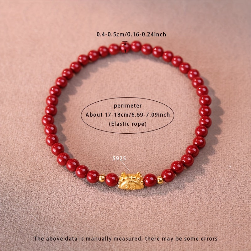 Women's Elegant Red Sandalwood Bracelet - Spiritual Harmony & Prosperity Energy Boost