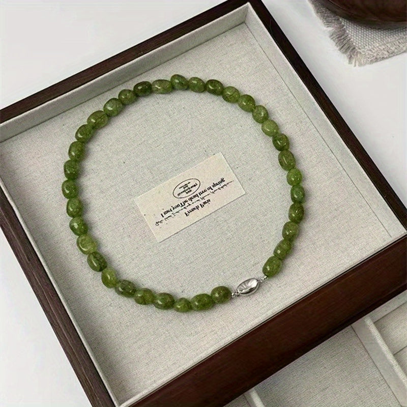 Women's Elegant Green Peridot Necklace - Year-Round Neutral Color for Inner Peace & Spiritual Growth