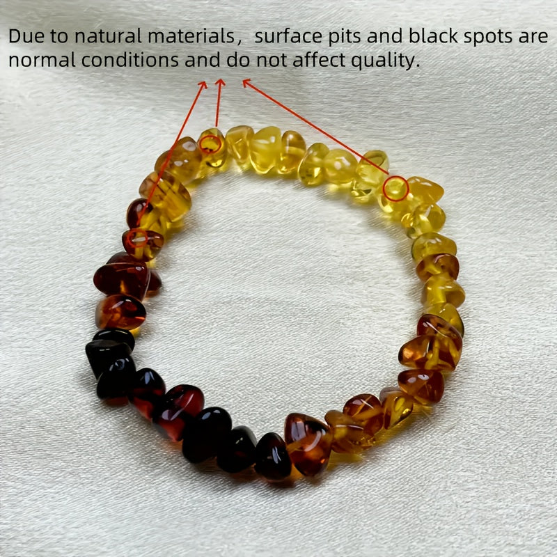 Natural Amber Gradient Bracelet for Sacral Chakra, Creative Energy, and Bohemian Style