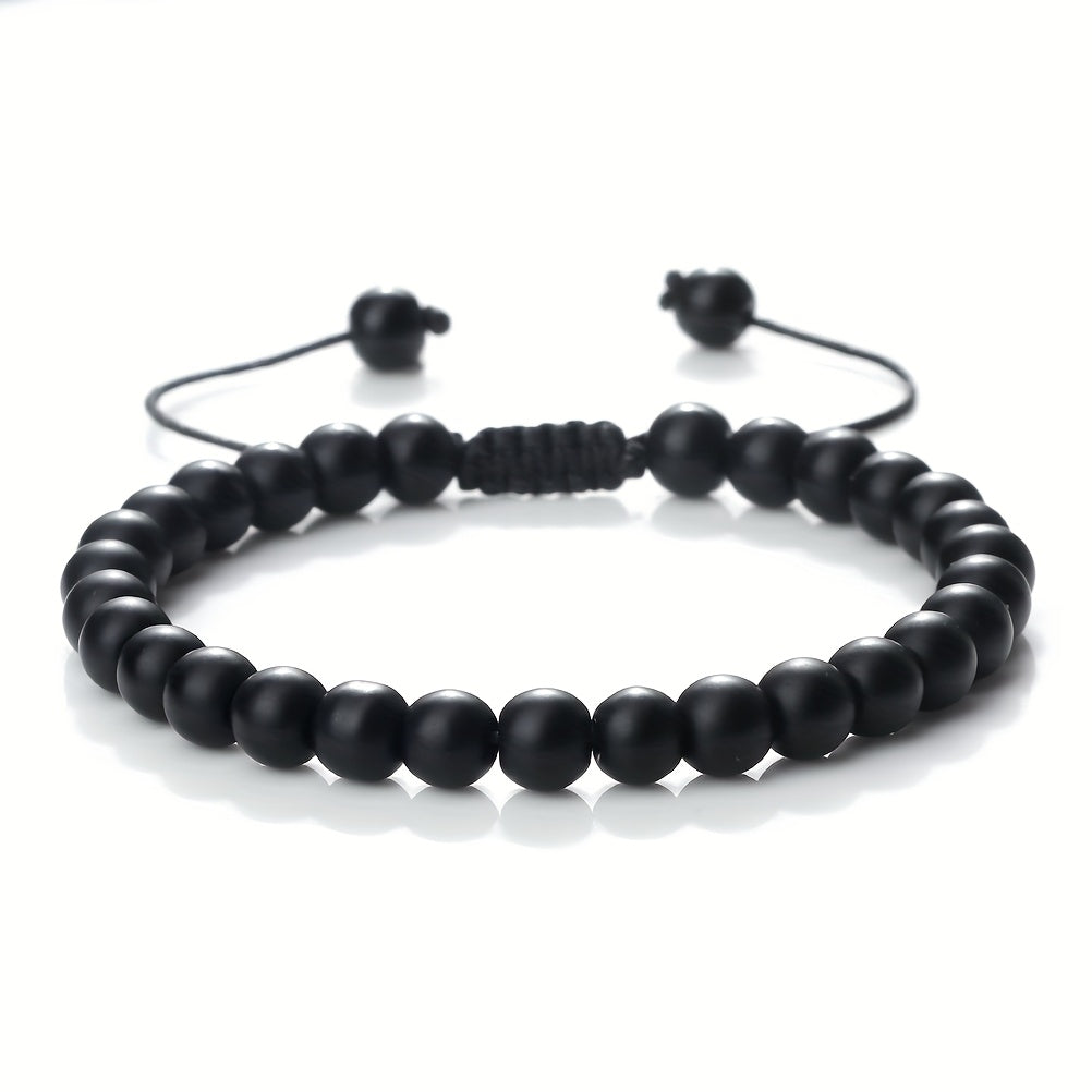 Elegant Vintage Black Matte Stone Bracelet - Grounding Energy for Daily Wear