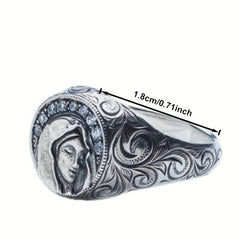 Vintage Unisex Mary Ring — Divine Feminine Energy, Protection & Spiritual Harmony Talisman