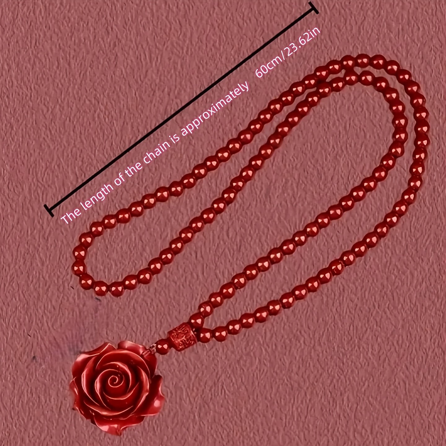 Handmade Red Rose Necklace - Burgundy Floral Jewelry for Love, Luck & Spiritual Harmony