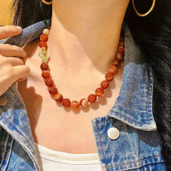 classic retro design red agate necklace Red Agate Necklace - Retro Design for Harmony & Protection