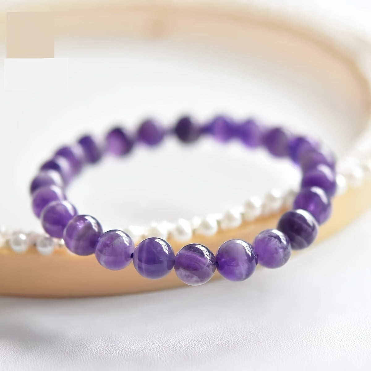 Elegant Purple Amethyst Beaded Bracelet - Natural Stone for Spiritual Balance and Daily Wear