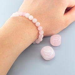 Pink Stone Elastic Bracelet - Natural Stone Energy for Daily Wear & Self-Confidence