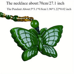 Unique Natural Stone Butterfly Pendant Necklace with Positive Energy - Perfect for Casual Attire & Gifting