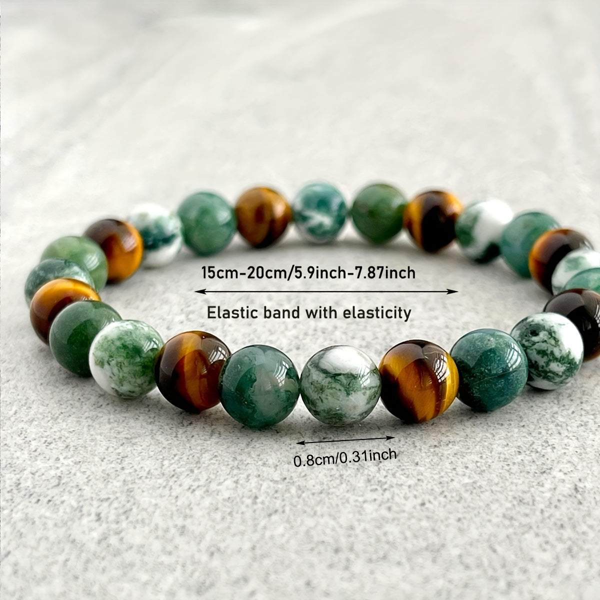 1pc Laziness Vanishing Bracelet - Moss Agate & Wooden Beads for Soul Soothing & Handmade Gift