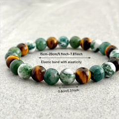 1pc Laziness Vanishing Bracelet - Moss Agate & Wooden Beads for Soul Soothing & Handmade Gift