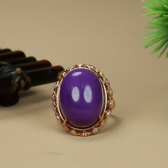 Emperor Purple Agate Adjustable Ring | Vintage Style Statement Ring for Intuition, Royal Energy, and Spiritual Protection