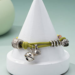 Vintage Ethnic Tibetan Mantra Bell Charm Bracelet - Antique Silver Finish for Spiritual Protection & Daily Wear