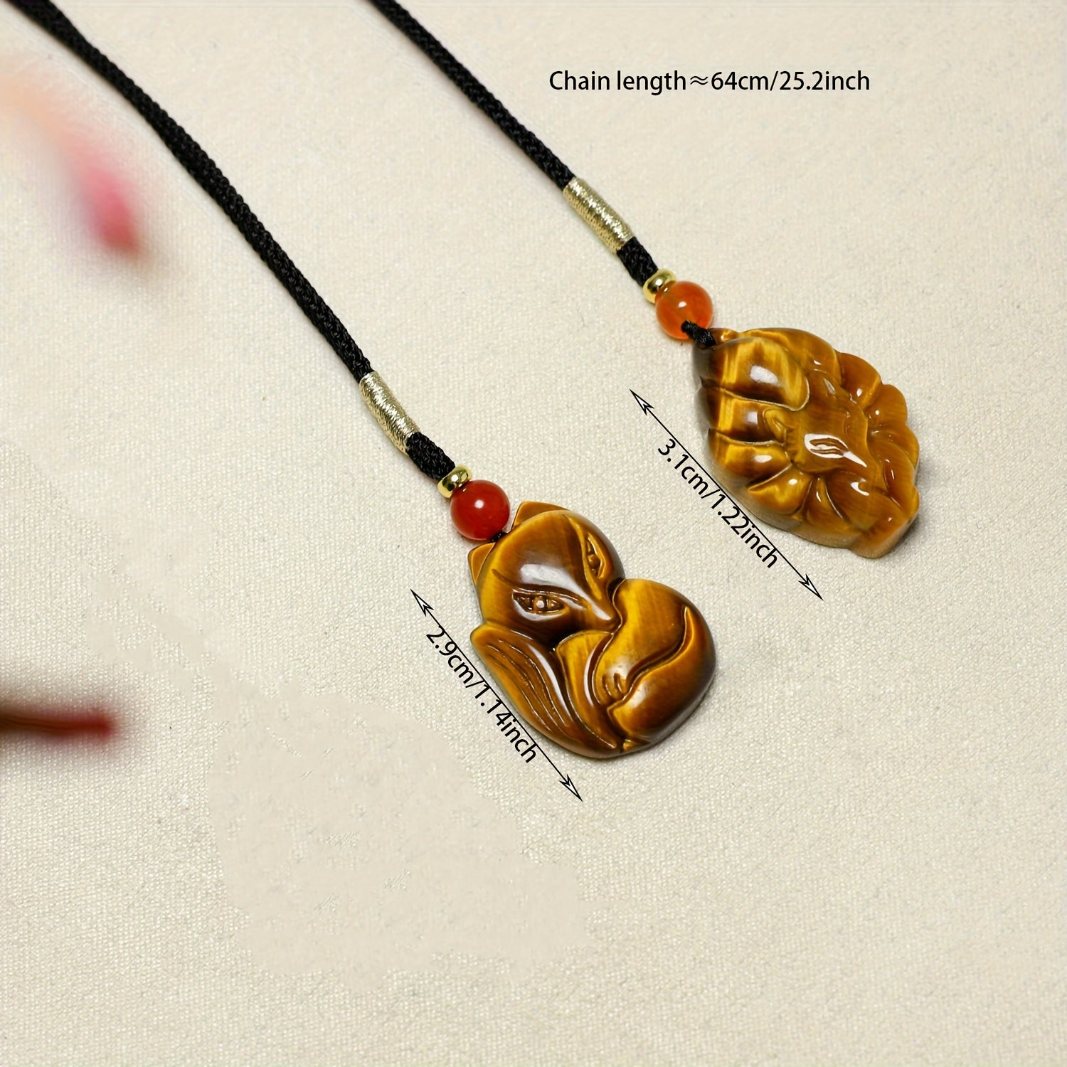 Cute Chinese Style Stone Fox Pendant - Daily & Vacation Wear for Harmony & Protection