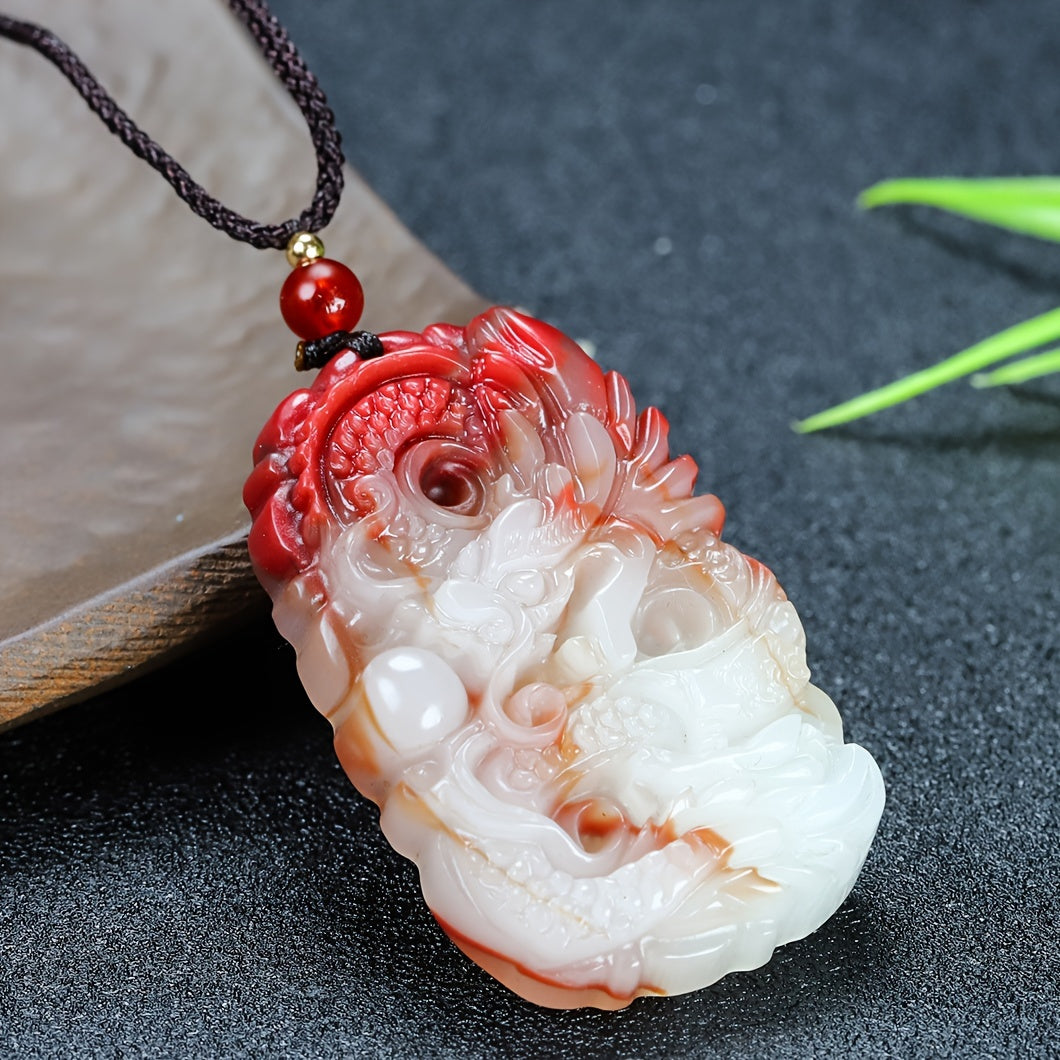 Artificial Dragon Brand Pendant Necklace - Red Energy Talisman for Prosperity & Protection