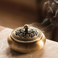 Brass Lotus Incense Burner - Bronze Finish for Meditation & Home Decor Energy
