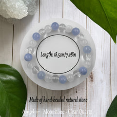 Angelite & Clear Quartz Bracelet - Good Luck & Prosperity Unisex Jewelry