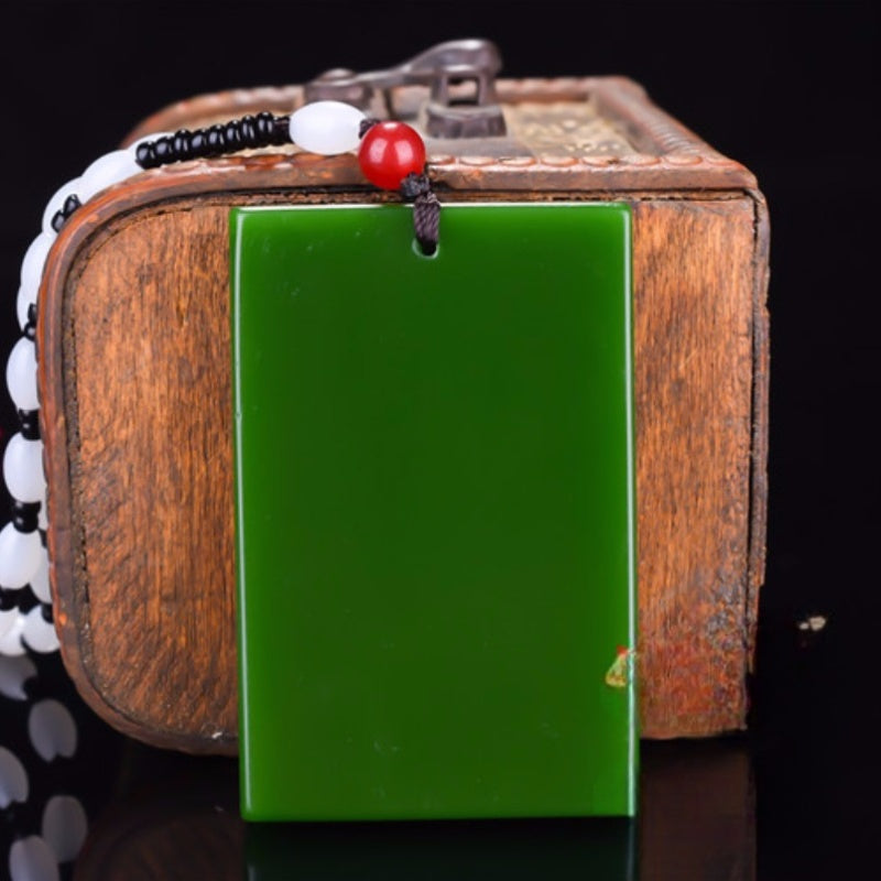 Stylish Spinach Green Pendant Necklace for Men - Good Luck Charm with Positive Energy