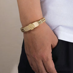Elegant 304 Stainless Steel Tree Design Men's Bracelet - Golden Plated Magnetic Clasp for Energy Protection & Couple Gifts