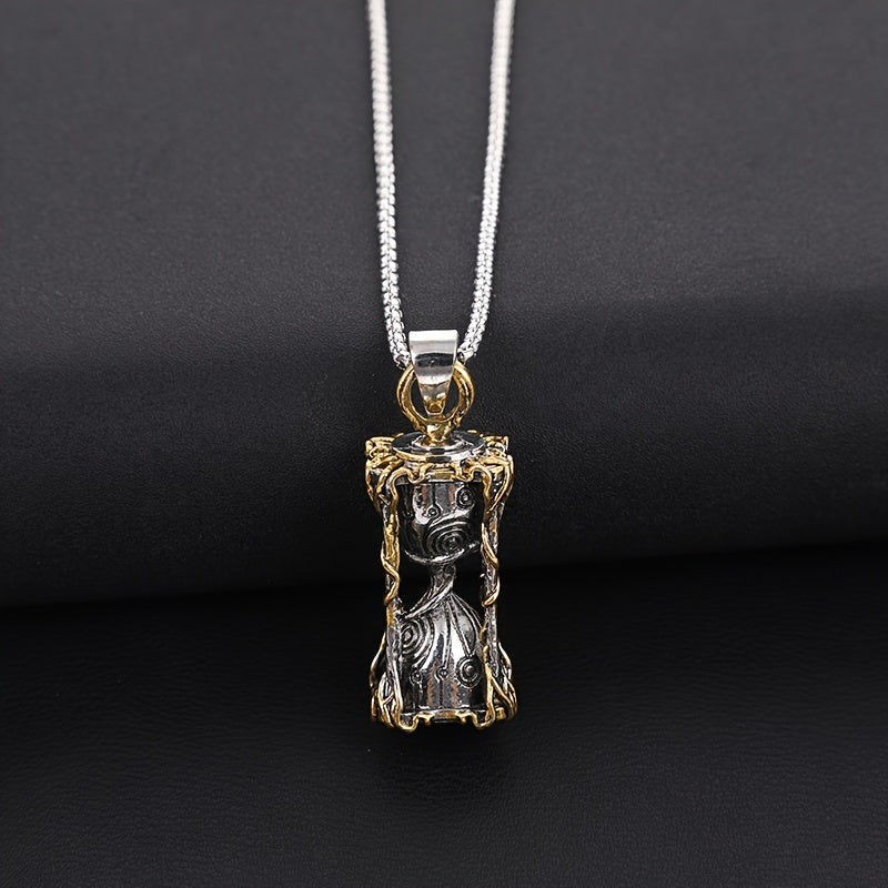 Fashion Vintage Time Hourglass Snake Pendant Necklace Stainless Steel Chain Trendy Men's Accessories