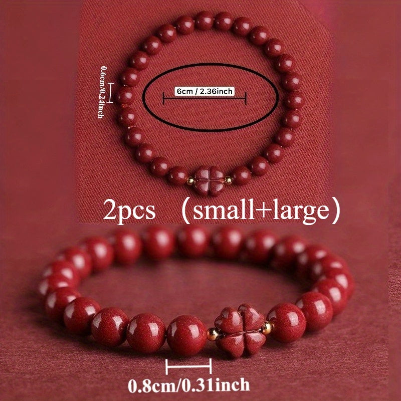 Cinnabar Red Bead Bracelets - Lucky Protection Jewelry, Handmade Beaded Chain for Women
