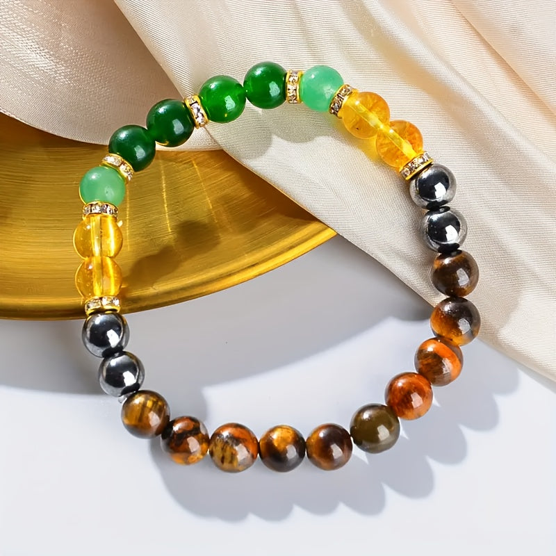 Wealth Attracting Bracelet - Green & Yellow Beaded Design for Daily Prosperity