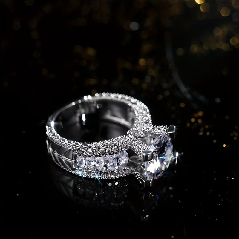 Sparkling Zirconia Engagement Ring - Classic Elegance for Love & Commitment