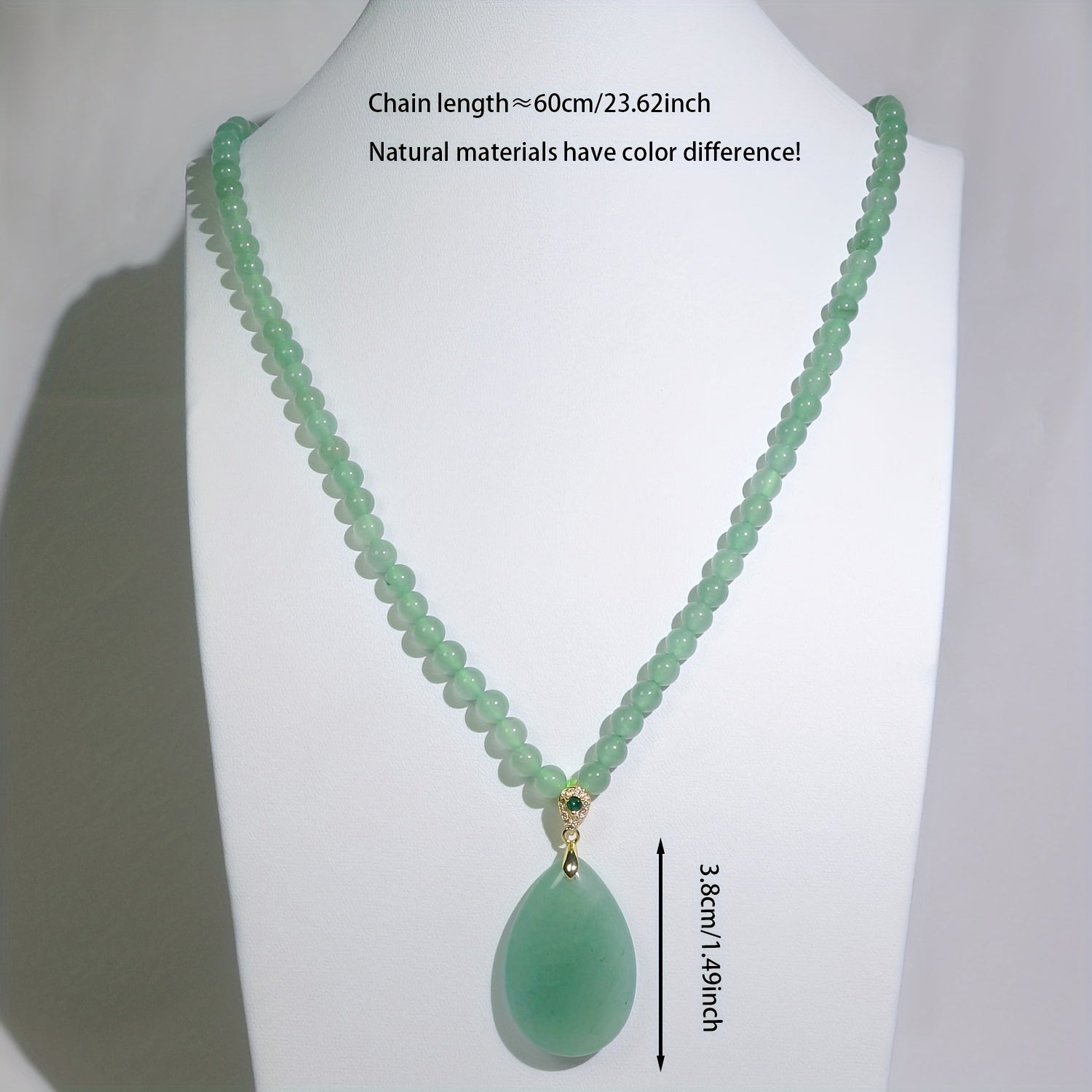 Elegant Luxury Natural Stone Pendant Necklace - No Plating for Harmony & Protection